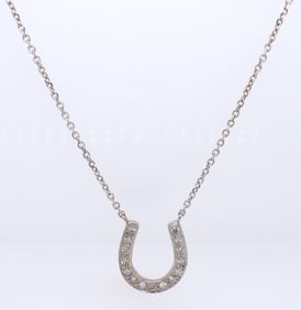 Amazing White Gold Diamond Horseshoe Necklace