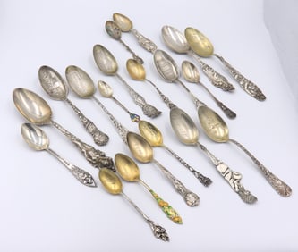 Big Group Lot of Sterling Silver Signed Spoons