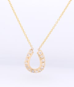 Dazzling Yellow Gold Diamond Horse Shoe Pendant