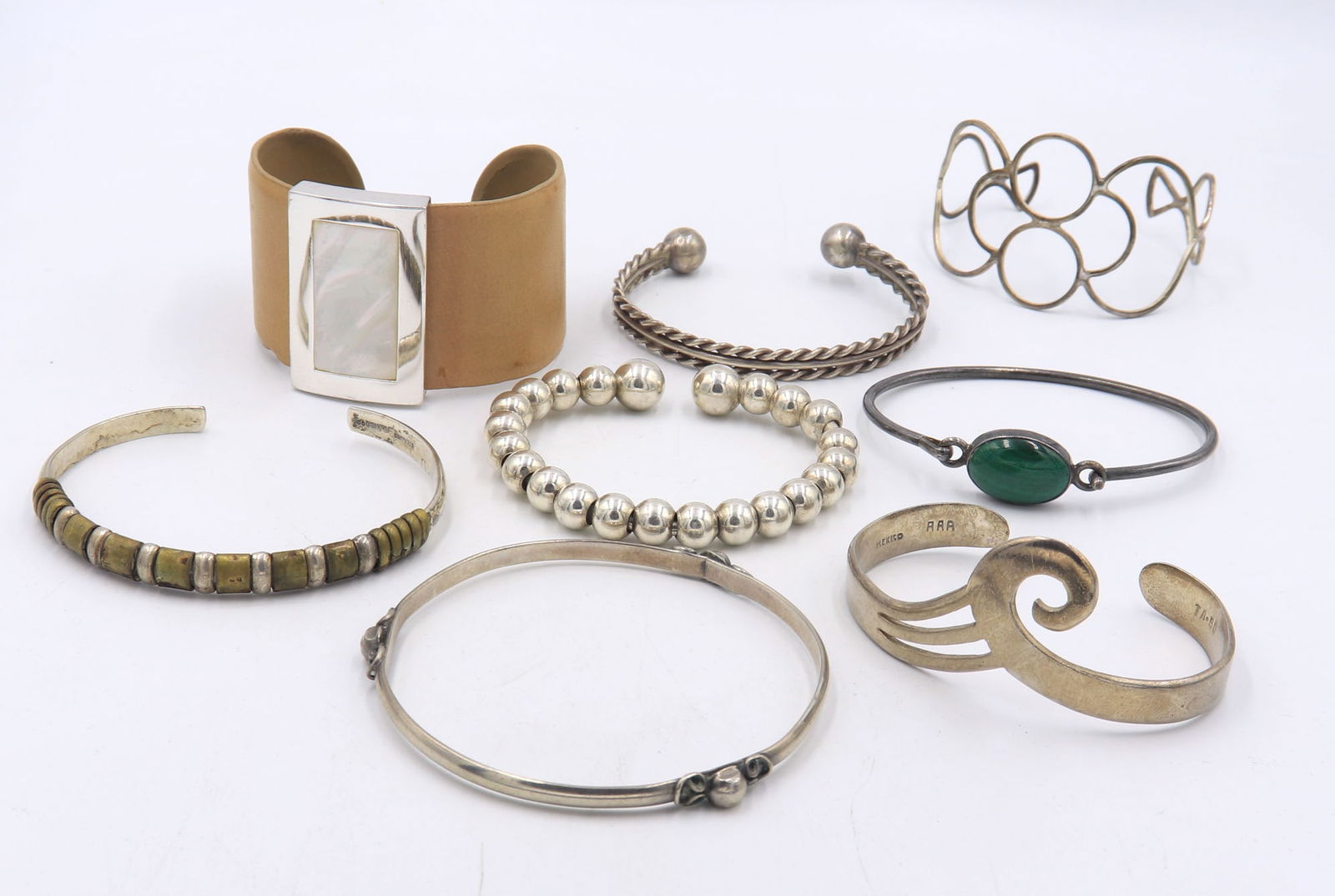 Big Group Lot of Vintage 925 Sterling Silver Cuff Bangles (1 of 13)