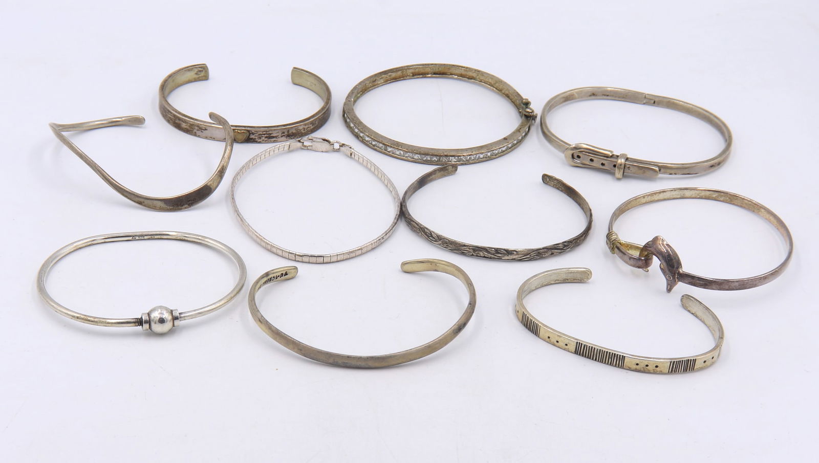 Group lot of vintage 925 sterling silver bangles (1 of 12)