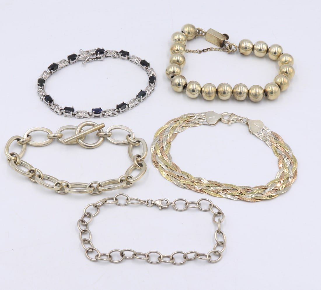 Lot of 5 vintage 925 sterling silver bracelets (1 of 11)