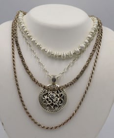 Group lot of 4 Vintage 925 sterling silver necklaces