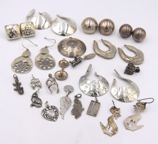 Group lot of Vintage 925 sterling silver charms and earrings