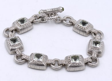 Judith Ripka 925 sterling silver honey Citrine link bracelet