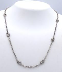 Judith Ripka 925 sterling silver flower style CZ necklace