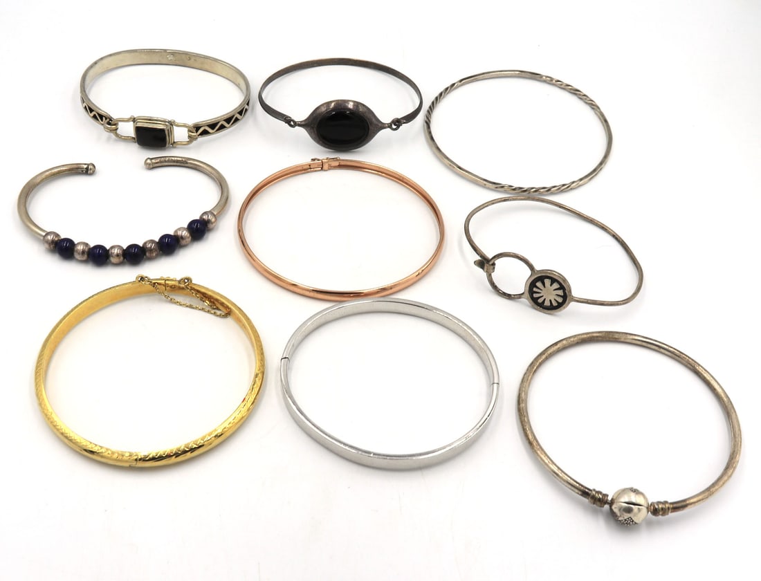 Group lot of Vintage 925 sterling silver bangles (1 of 11)