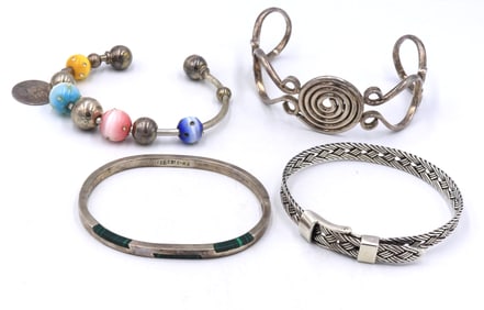 Group lot of Vintage 925 sterling silver Bangles