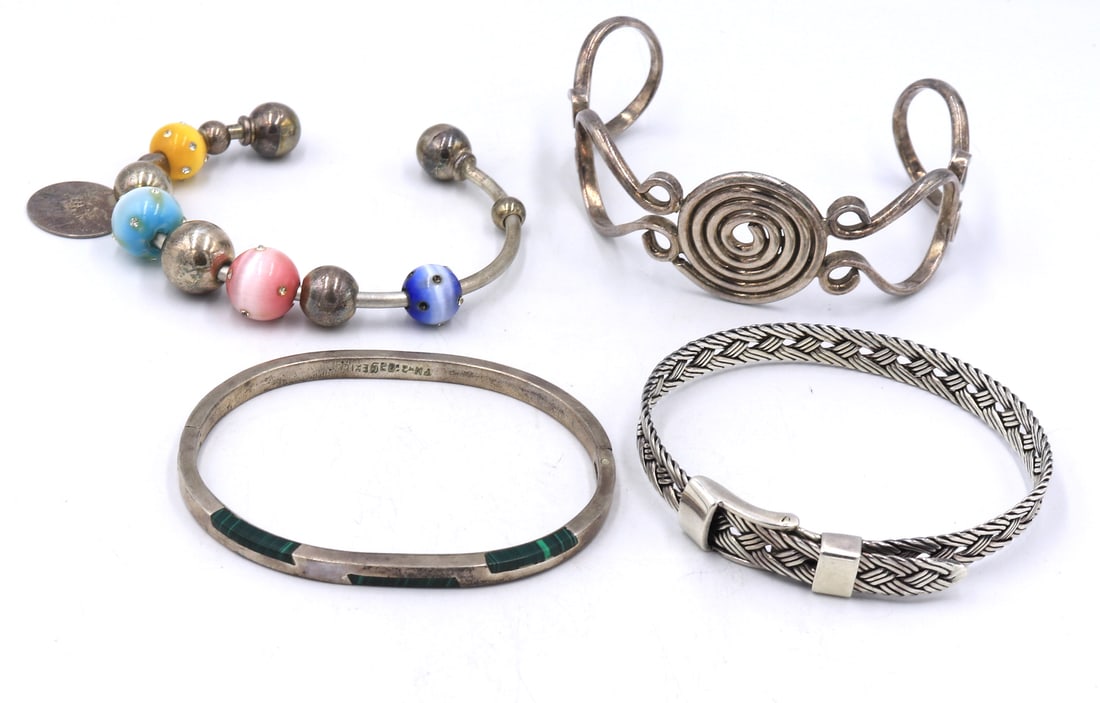 Group lot of Vintage 925 sterling silver Bangles (1 of 10)