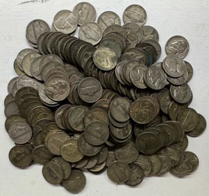 Lot of 200 Silver War Nickels: 1942-1953