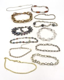 Group lot of 12 Vintage 925 sterling silver bracelets