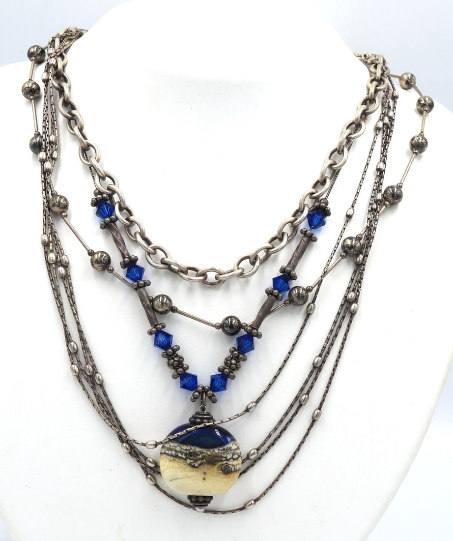 Group lot of 4 vintage 925 sterling silver necklaces (1 of 7)