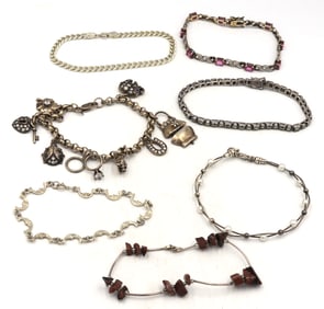 Vintage 925 sterling silver group lot of 7 bracelets