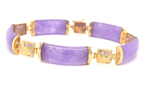 14kt Yellow gold Lavender Jade bracelet