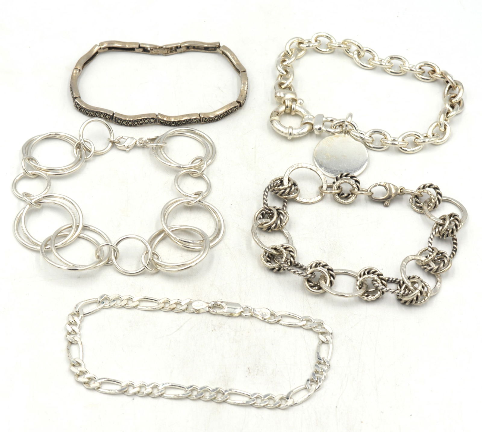 Group lot of 5 Vintage 925 sterling silver bracelets (1 of 9)