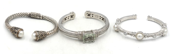 Group lot of 3 designer cuff bangles