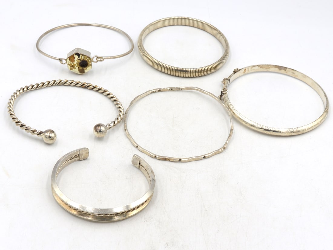Vintage 925 sterling silver group lot of cuff bangles (1 of 6)