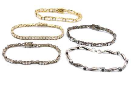 Group lot of 5 Vintage 925 sterling silver bracelets