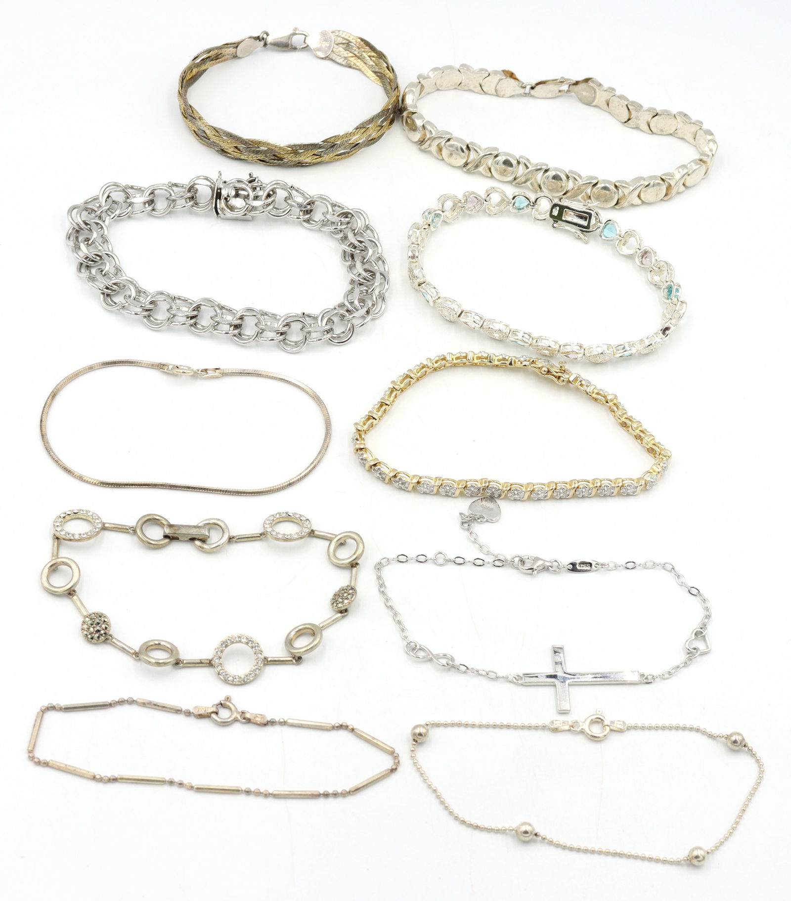 Group lot of Vintage 925 sterling silver bracelets (1 of 16)