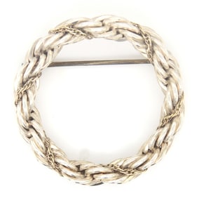 Tiffany & Co circle rope brooch in sterling silver