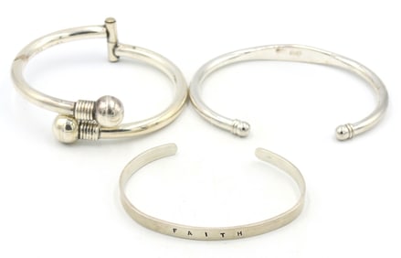 Group lot of 3 Vintage 925 sterling silver bangles