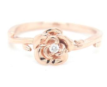 10kt Yellow gold Disney Enchanted Belle diamond rose ring