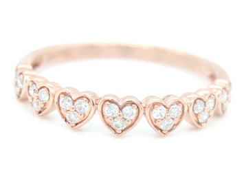 10kt Yellow gold diamond accent heart band