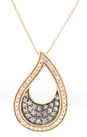 1kt Yellow gold approximate 0.50ctw top light brown diamond pendant on chain