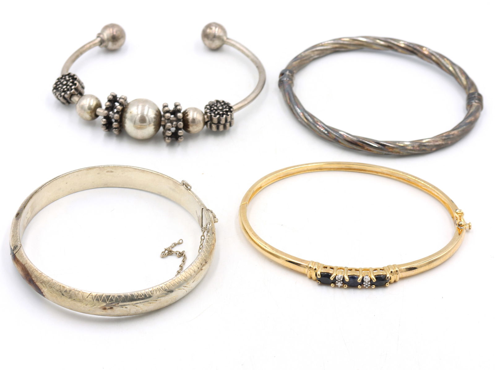 Group lot of 4 Vintage 925 sterling silver bangles (1 of 9)