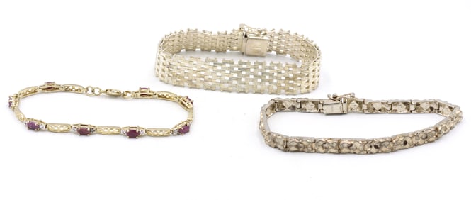 Group lot of 3 Vintage 925 sterling silver bracelets