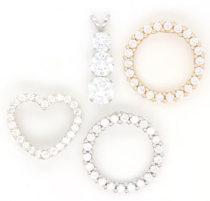 Group lot of 4 cubic zirconia pendants in 14kt