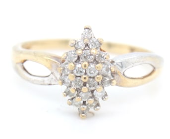 10kt Yellow gold diamond cluster ring