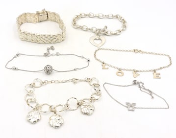 Group lot of 6 Vintage 925 sterling silver bracelets