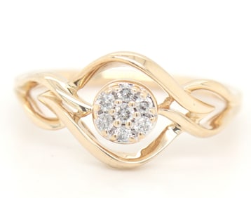 10kt Yellow gold round pave diamond Infinity ring