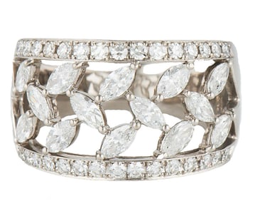 SUWA 1.25ctw Marquise and Round Diamond Wide Band Ring in Platinum