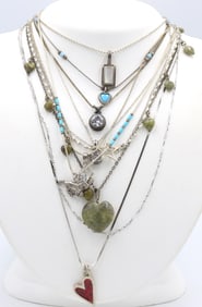 Group lot of 11 Vintage 925 sterling silver necklaces