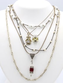 Group lot of 6 Vintage 925 sterling silver necklaces