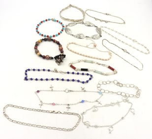 Group lot of 14 Vintage 925 sterling silver bracelets