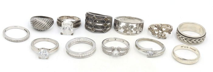 Group lot of Vintage 925 sterling silver rings