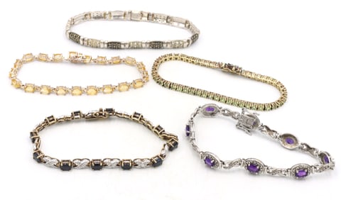 Group lot of 5 Vintage 925 sterling silver bracelets