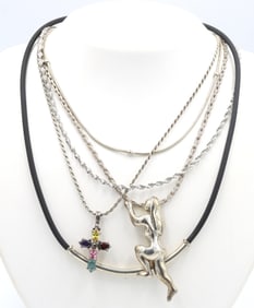 Group lot of 6 Vintage 925 sterling silver necklaces