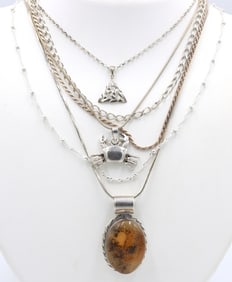 Group lot of 6 Vintage 925 sterling silver necklaces