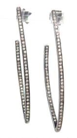 925 Sterling silver diamond chevron earrings