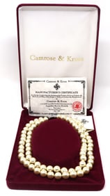 Camrose and Kross European faux pearl double row necklace with Swarovski crystal