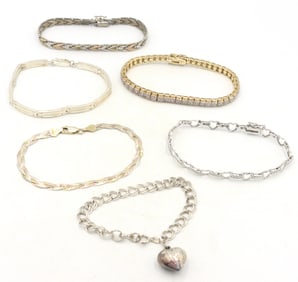 Group lot of 6 Vintage 925 sterling silver bracelets
