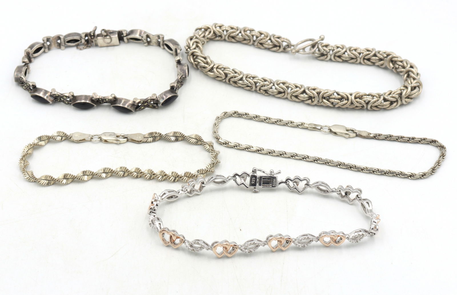 Group lot of 5 Vintage 925 sterling silver bracelets (1 of 11)