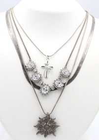 Group lot of 4 Vintage 925 sterling silver necklaces