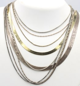 Group lot of 9 Vintage 925 sterling silver necklaces