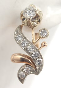 Vintage Diamond Flower Earrings in Rose Gold