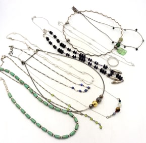 Group lot of 11 Vintage 925 sterling silver necklaces